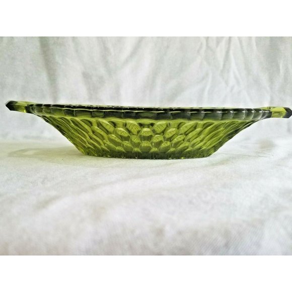 Vintage Dark Green Depression Glass Oval Pickle Dish w/ handles 8.5" long - Picture 4 of 6
